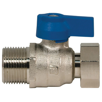 Zawór kulowy QIK 1/2'' GW x GZ prosty, uchwyt: rączka (niebieska)