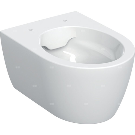 Wisząca miska WC Geberit iCon, lejowa, krótka, ukryte mocowania, Rimfree: T=49cm, Biały / KeraTect