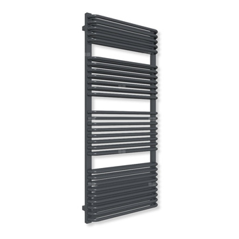 Grzejnik elektryczny TERMA TYTUS 1420 x 640 mm, kolor metaliczna czerń, moc 1200 W, podłączenie E1, kabel prosty z wtyczką biały