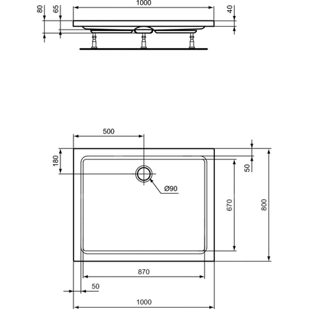 HOTLINE PROSTOKĄTNY BRODZIK 100X80