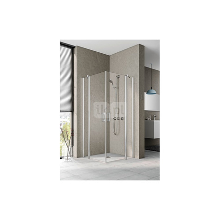 Kermi wejście narożne PEGA EPR 0900x 2000, połowa prawa, kolor srebro wysoki połysk, szkło ESG 6 mm przezroczyste