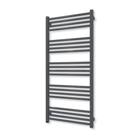 Grzejnik elektryczny TERMA FIONA ONE 1140 x 530 mm, kolor metaliczny szary, moc 400 W, podłączenie E8, kabel spiralny z wtyczką szary