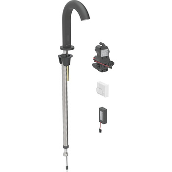 Bateria umywalkowa Geberit Piave, stojąca, zasilanie bateryjne, do podtynkowej skrzynki funkcyjnej, bez mieszacza, czarny mat