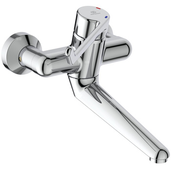 Bateria umywalkowa ścienna, wylewka 200 mm, złącza S ON/OFF 20 l/min (3 bar), bez korka spustowego - CERAPLUS