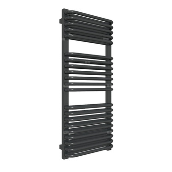 Grzejnik elektryczny TERMA TYTUS ONE 1020 x 440 mm, kolor czarny jak kruk soft, moc 600 W, podłączenie E1, kabel prosty bez wtyczki szary