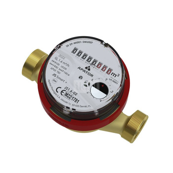 Wodomierz skrzydełkowy JS MASTER D+, jednostrumieniowy suchobieżny, w wykonaniu IP65 przystosowany do optycznego lub indukcyjnego odczytu wskazań (Ti/Ir), do wody gorącej, JS130 16 Master+, Ti/Ir, R100, DN 40, G 2''