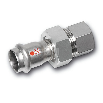 Śrubunek SANHA NiroTherm Industry z uszczelką trzyczęściowy, stal nierdzewna, 28 mm x 1'' (zw x GW)