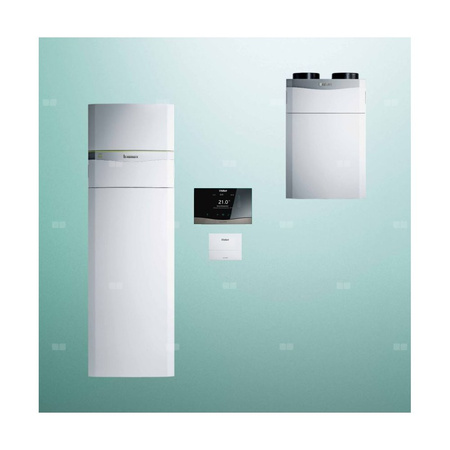 Pakiet systemowy OZE - Pompa ciepła gruntowa solanka-woda VAILLANT VWF 88/4 flexoCOMPACT 8.8 kW 400 V + Rekuperator recoVAIR VAR 360/4 + Regulator sensoCOMFORT VRC 720 + Moduł kaskadowy VR 32/3 + Moduł komunikacji internetowej VR 940f