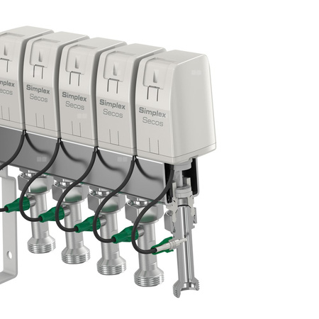 Rozdzielacz do ogrzewania podłogowego COMAP Secos 14-obieg. stal nierdzewna GW 1'' x GZ 3/4'' z inteligentnym sterownikiem natężenia przepływu i temperatury