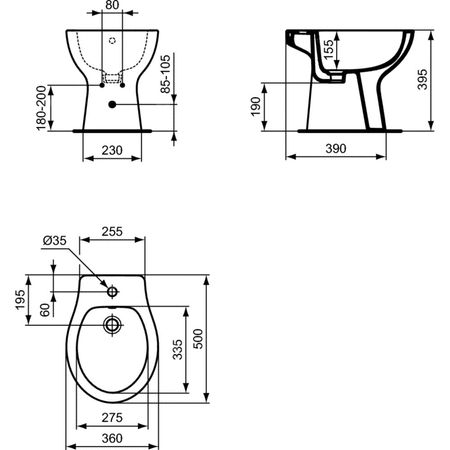 SIMPLICITY Bidet stojący 50x36