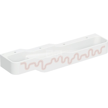 Umywalka GEBERIT Bambini 4-stanowiskowa prostokątna (rynna, elementy dekoracyjne), biała, 1800mm, otwór na baterię na środku (x4), bez odpływu przelewowego, półka od ściany