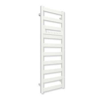 Grzejnik elektryczny TERMA VIVO 1150 x 400 mm, kolor biały soft, moc 400 W, podłączenie E1, kabel prosty bez wtyczki z maskownicą biały