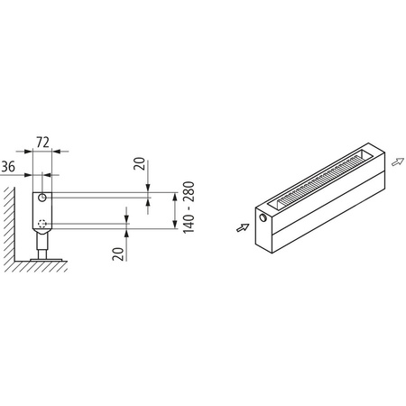 Kermi konwektor KNN21 70x72x3200 RAL9016, 6 bar, bez osłony, podł. 14