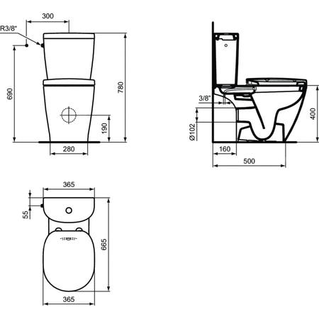 Otwarta miska blisko połączona, washdown - CONNECT