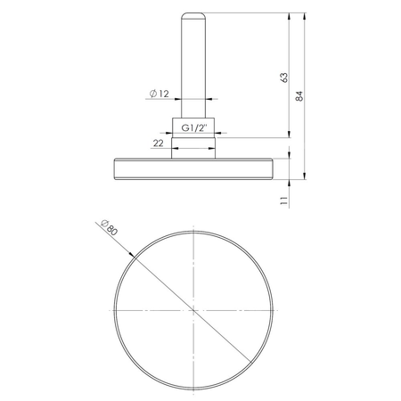 Termometr bimetaliczny AFRISO BiTh fi 80 mm 0…120'C tuleja 63 mm połączenie ax