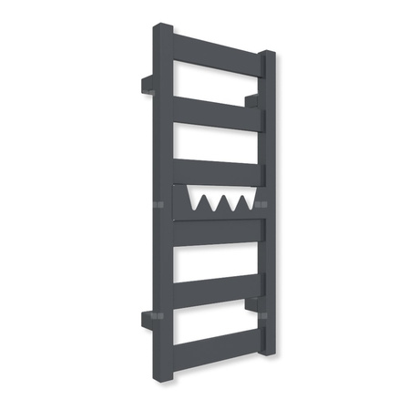 Grzejnik elektryczny TERMA VIVO 670 x 300 mm, kolor metaliczna czerń, moc 200 W, podłączenie E1, kabel prosty bez wtyczki z maskownicą czarny