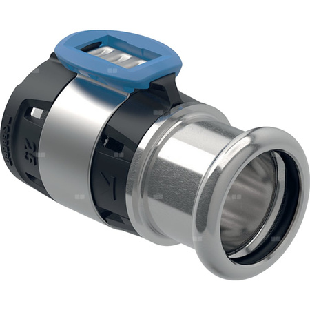 Złączka przejściowa GEBERIT FlowFit, stal crnimo 1.4401, 16 mm x 12 mm (łącznik zaprasowywany x mufa zaprasowywana)