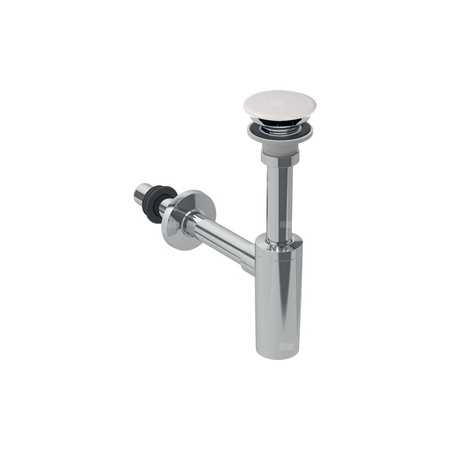 Odpływ umywalkowy z syfonem, pokrywą odpływu i uszczelka, wylot poziomy, do umywalki Geberit ONE, odpływ pionowy: d=32mm, G=1 1/4″, Biały / Chrom błyszczący