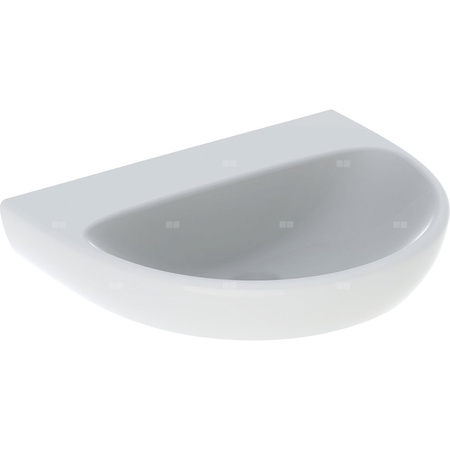 Umywalka GEBERIT Selnova owalna, biała, 600mm, bez otworu na baterię, bez odpływu przelewowego, półka od ściany