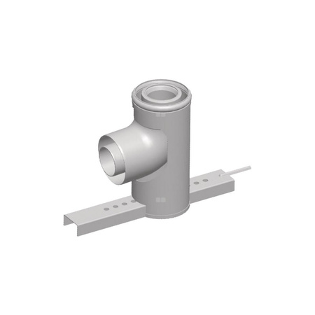 koncentryczne kolanko wspornikowe 87 st. - DN80/125, dla przyłącze do koncentrycznego systemu powietrzno-spalinowe do zabudowy w szachcie wraz z podporą