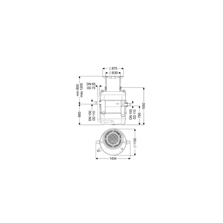 Separator tłuszczu EasyClean ground Direct 120B-DR (T:800-1200mm), NS 2, do zabudowy w ziemi, właz kl. B, króciec prawy