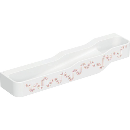 Umywalka GEBERIT Bambini 4-stanowiskowa prostokątna (rynna, elementy dekoracyjne), biała, 1800mm, bez otworu na baterię, bez odpływu przelewowego, półka od ściany