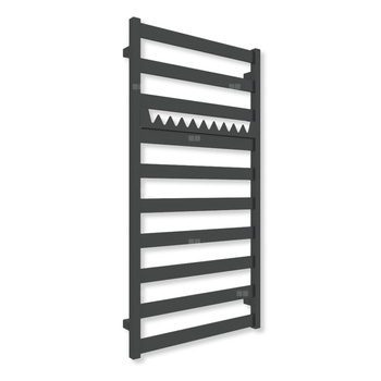 Grzejnik elektryczny TERMA VIVO 1150 x 600 mm, kolor czarny jak kruk soft, moc 600 W, podłączenie E8, kabel prosty bez wtyczki z maskownicą czarny