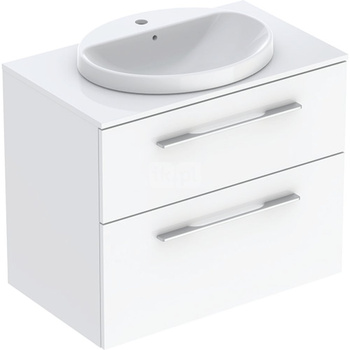 Geberit Selnova Square Zestaw szafki z blatem pod umywalkę, B79.1cm, H70.3cm, T50.2cm, z dwiema szufladami, biały, z umywalką wpuszczaną w blat, z przelewem, z otworem na baterię