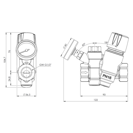 Zawór równoważący z funkcją przegrzewu do cyrkulacji c.w.u. AFRISO ATB 200 mosiądz DN 15
