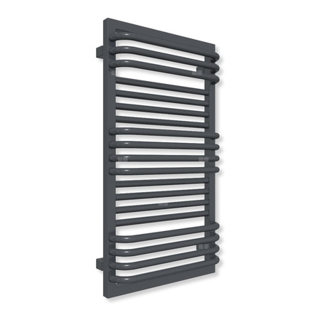 Grzejnik elektryczny TERMA POC 2 840 x 450 mm, kolor metaliczny szary, moc 400 W, podłączenie ES, kabel spiralny z wtyczką srebrzysty