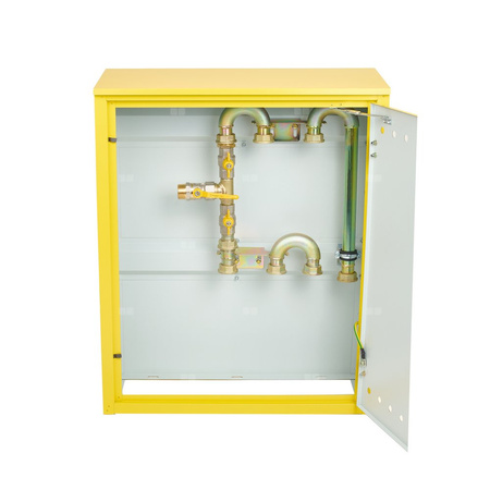 Punkt redukcyjno-pomiarowy na 2 gazomierze G4/G6, w pionie, w skrzynce metalowej 700x850x250 - brązowy