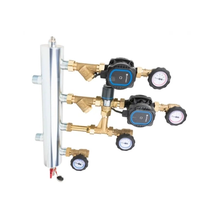 Grupa pompowa AFRISO BPS 901 AP GZ x GW 1'' x 3/4'', z zaworem termostatycznym, z pompą obiegową AFRISO APH 160 15-7/130 mm