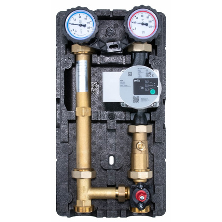 Grupa pompowa AFRISO PrimoTherm 180-2 DN 25 WP 3-WM-SM Vario GZ x GW 1 1/2'' x 1'', z zaworem mieszającym, z izolacją, z pompą obiegową Wilo Para SC 25/6, z siłownikiem arm 343 proclick