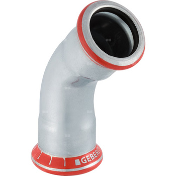 Kolano 45' GEBERIT Mapress C-Stahl, stal (ocynk galwaniczny/elektrolityczny) (ocynk), 108 mm, DN 100 x 108 mm x DN 100 (mufa zaprasowywana x mufa zaprasowywana), (głębokość: 68 mm) z uszczelką
