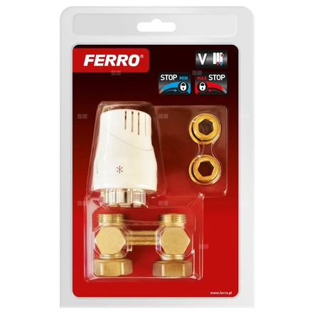 Zestaw termostatyczny prosty do grzejników dolnozasilanych z głowicą GT10