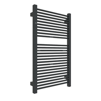 Grzejnik elektryczny TERMA MIKE ONE 430 x 735 mm, kolor czarny jak kruk RAL9005, moc 400 W, podłączenie E8, kabel spiralny z wtyczką 2,5m srebrzysty