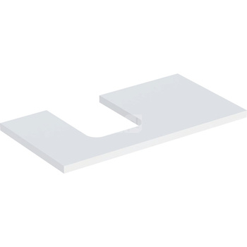 Blat pod umywalkę Geberit ONE z wycięciem, do umywalki nablatowej w kształcie misy: B=89.4cm, Biały, Lakierowany matowy, Przekrój=Lewa strona