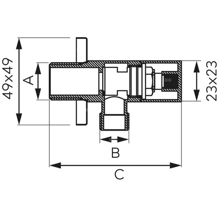 Zawór wodny FERRO QUADRO, chrom GZ 1/2'' x GZ 1/2''