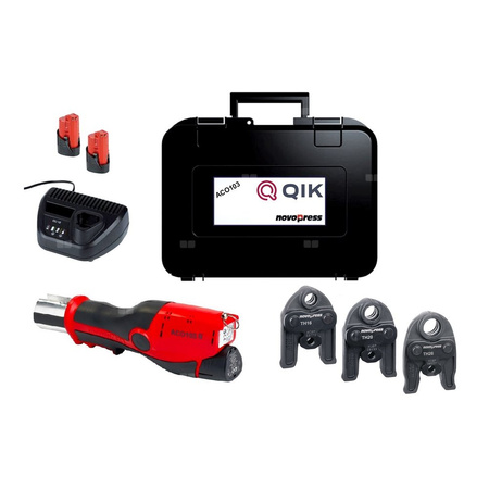 Zaciskarka QIK Novopress 103 BT (akumulator) + dodatkowy akumulator + szczęki TH 16, 20, 26