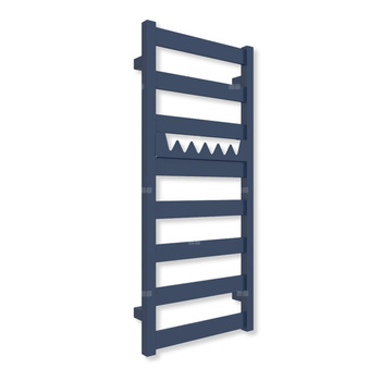 Grzejnik elektryczny TERMA VIVO 910 x 400 mm, kolor niebieski kobaltowy RAL5013, moc 300 W, podłączenie E8, kabel spiralny z wtyczką szary
