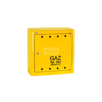 Skrzynka gazowa, 600x600x250, naścienna, z laminatu - żółta