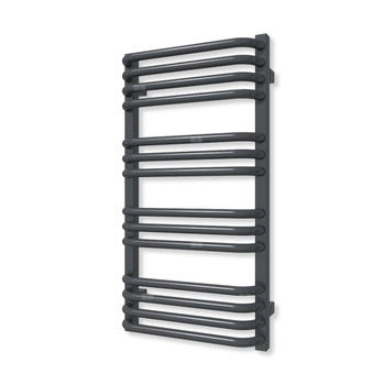 Grzejnik elektryczny TERMA ALEX 760 x 400 mm, kolor metaliczna czerń, moc 300 W, podłączenie E8, kabel prosty bez wtyczki z maskownicą czarny