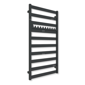 Grzejnik elektryczny TERMA VIVO 1150 x 600 mm, kolor czarny jak kruk mat RAL9005, moc 600 W, podłączenie E8, kabel spiralny z wtyczką czarny