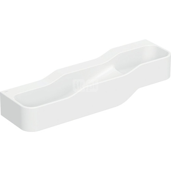 Umywalka GEBERIT Bambini 3-stanowiskowa prostokątna (rynna, bez elementów dekoracyjnych), biała, 1400mm, bez otworu na baterię, bez odpływu przelewowego, półka od ściany