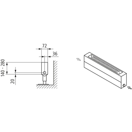 Kermi konwektor KNN21 140x72x3800 RAL9016, 6 bar, bez osłony, podł. Uni.
