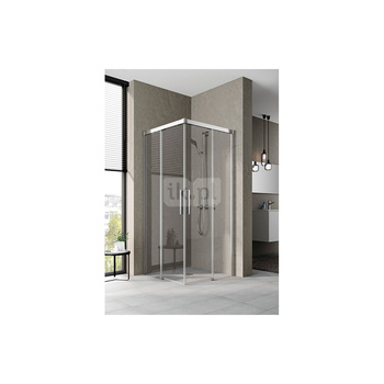 Wejście narożne Nica C2L 0900x2000 (drzwi przesuwne) - część lewa, kolor srebro wysoki połysk, szkło ESG 6 mm przezroczyste