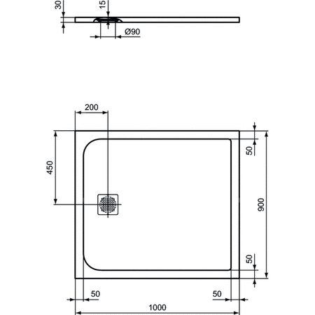 ULTRAFLAT S BRODZIK 100X90 JET BLK