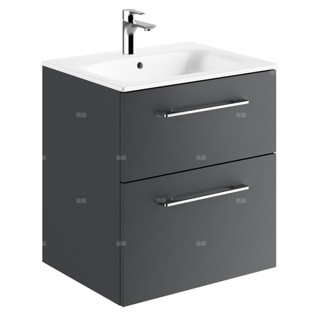 Zestaw umywalki meblowej Geberit Selnova Square, slim rim, z szafką pod umywalkę, z dwoma szufladami: B1=58.8cm, T=50.2cm, Otwór na baterię=Na środku, Przelew=Widoczny, Lava