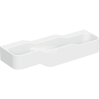 Umywalka GEBERIT Bambini 3-stanowiskowa prostokątna (rynna, bez elementów dekoracyjnych), biała, 1400mm, bez otworu na baterię, bez odpływu przelewowego, półka od ściany