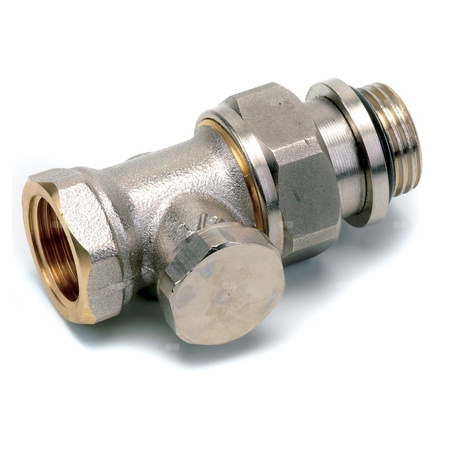 Zawór gwintowany, prosty, niklowany, regulacja nastawy i odcięcie przepływu 3/4"